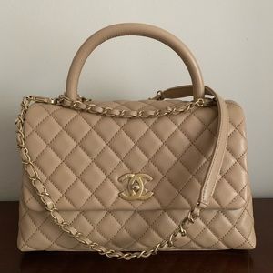 NWT CHANEL Flap Bag with Top Handle - Beige (Rare)